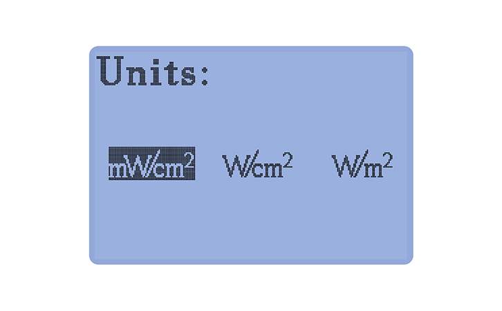 紫外線輻射照度計UVA LED-X1探頭單位切換 紫外線輻射照度計UVA LED-X1探頭單位切換
